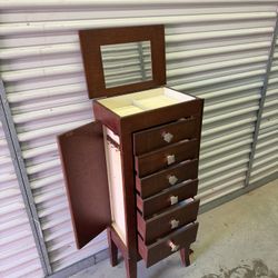 Vintage Wooden Secretary Cabinet with Mirror