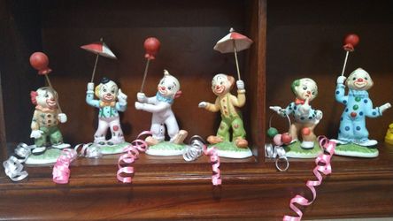 Vintage Lefton Clown Figurines Set Of 7