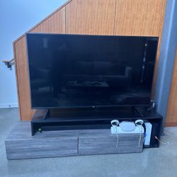 65 inch TV, Sound system and TV stand w Drawers
