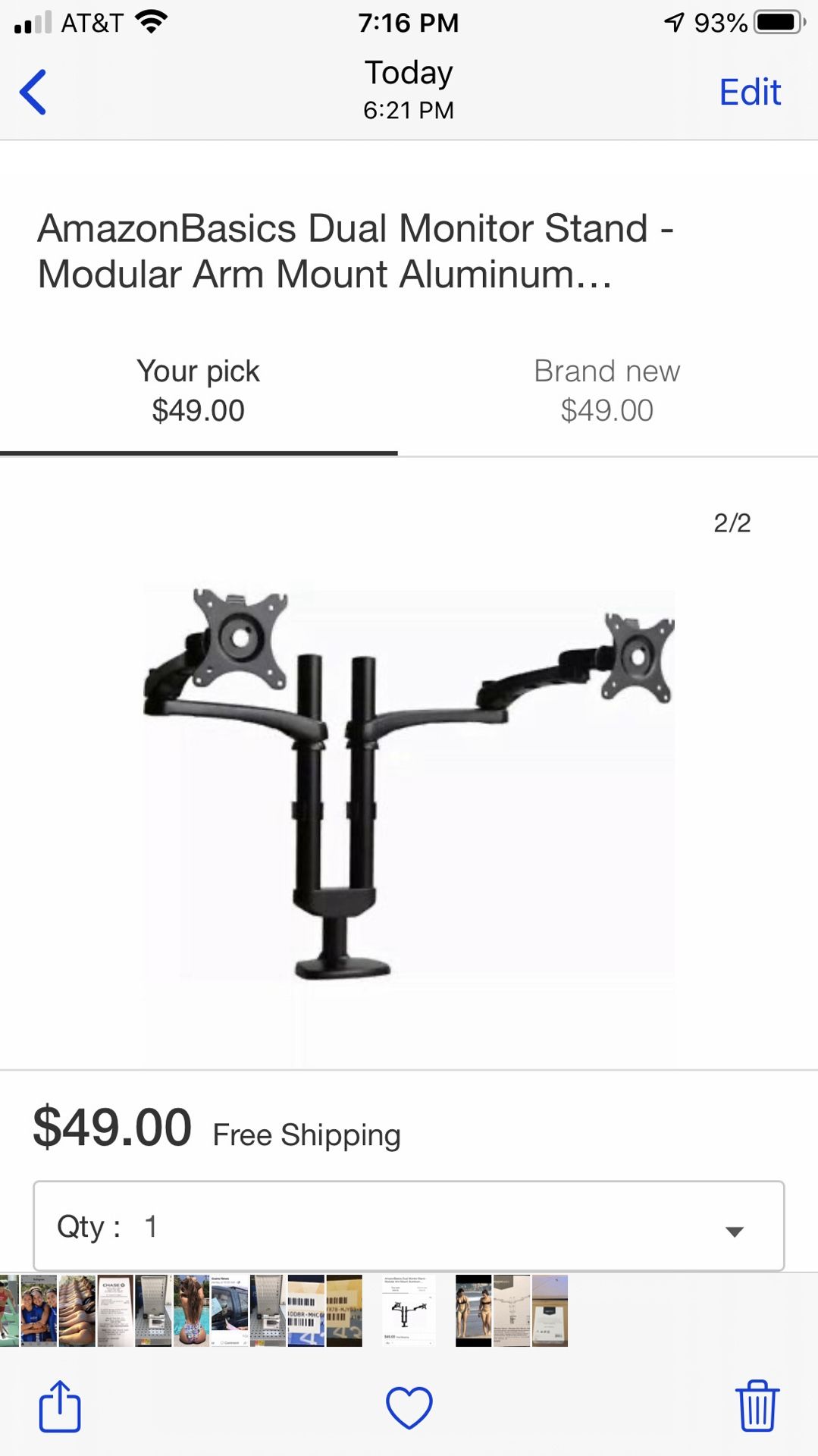 dual monitor brakets up to 30” monitors