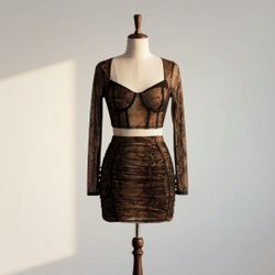 Snakeskin Print Ruched Skirt Set size Medium