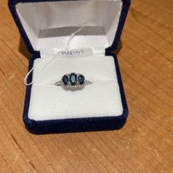 Blue Sapphire 14k White Gold 