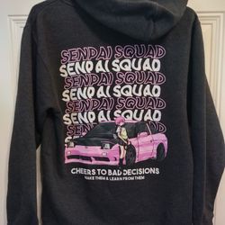 Senpai Squad Cheers To Bad Decisions Hoodie Small Preowned Japanese Anime BG29