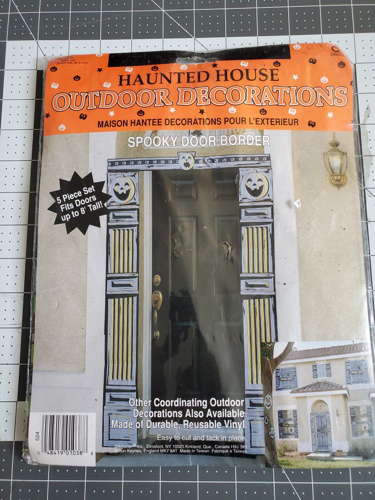 Halloween haunted house  Decoration Door border Outdoor Spooky vinyl prop amscan