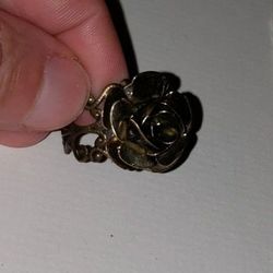 VINTAGE ORNATE SOLID BRASS FILIGREE ADJUSTABLE FLOWER ROSE RING