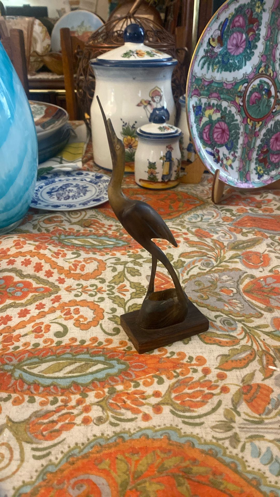 Vintage Hand Carved Crane