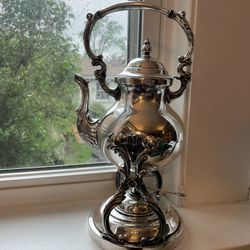 Victorian Silver Teapot with Warmer Stand & Burner