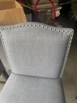 Gray Upholstered Chairs (2) with Nailhead Trim