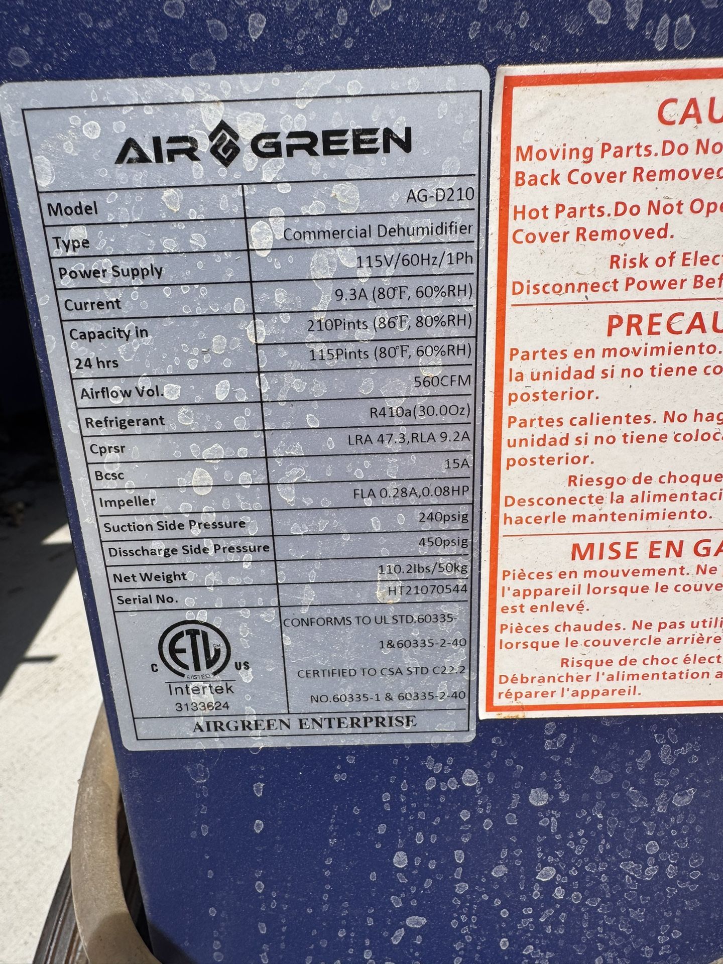 Air green Dehumidifier 210 Point