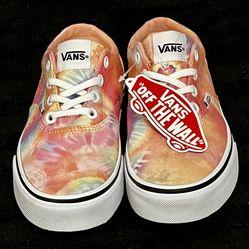 Vans Off The Wall Women’s Size US 5 Pink White Tie Dye Low Skate Sneaker Shoes Lace up
