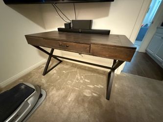 Writers Desk Dark Wood and Metal Legs Not Used Like New