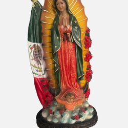12" Inch Our Lady of Guadalupe Bandera Mexico Flag Imagen Estatua Statue Gift