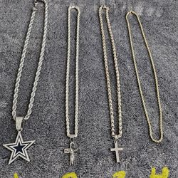 Stainless And Gold / Silver Plated Rope Chains With Charms. 