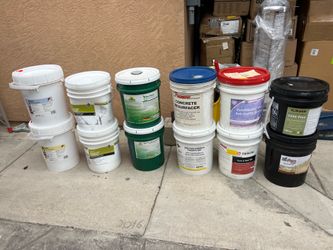 I have 12 buckets fluids 2- neatralizer / 2- grease trap treatment 2- bio- fleet hydraulic fluid 1- concrete resufacer 1- 5000 plus strength concrete 