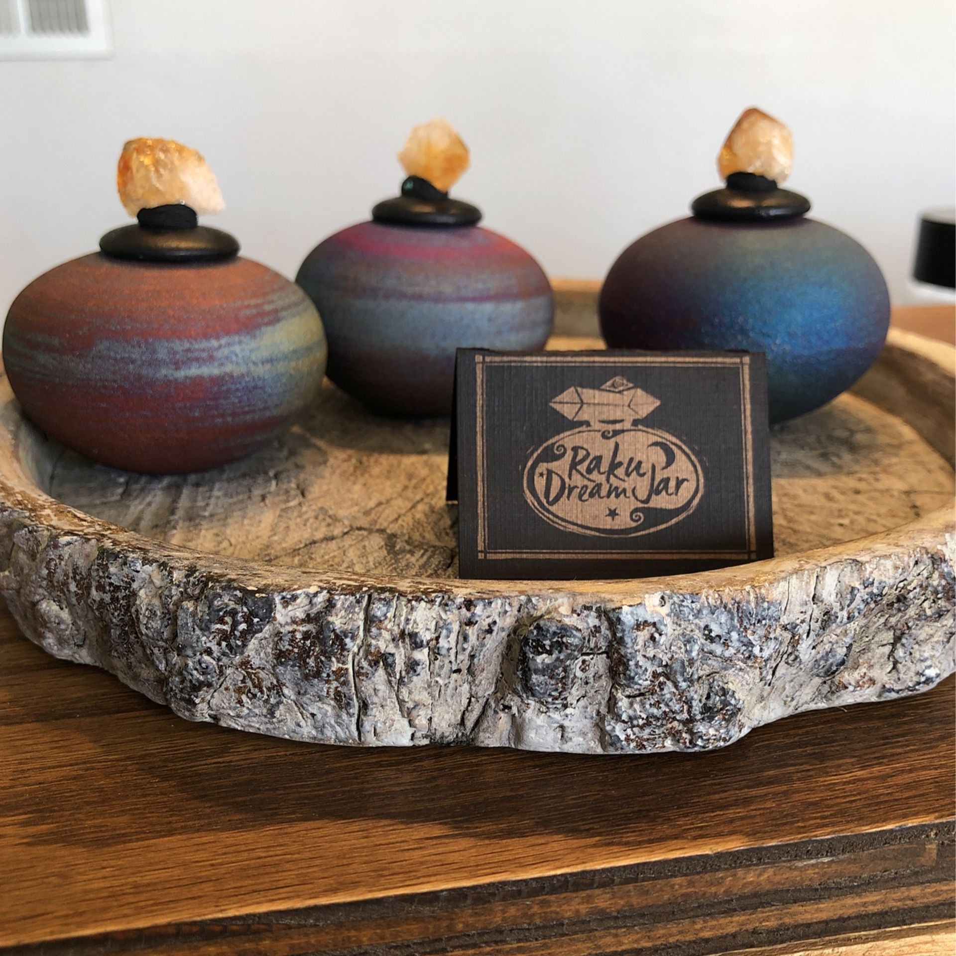 Raku Citrine Crystal Dream Jars