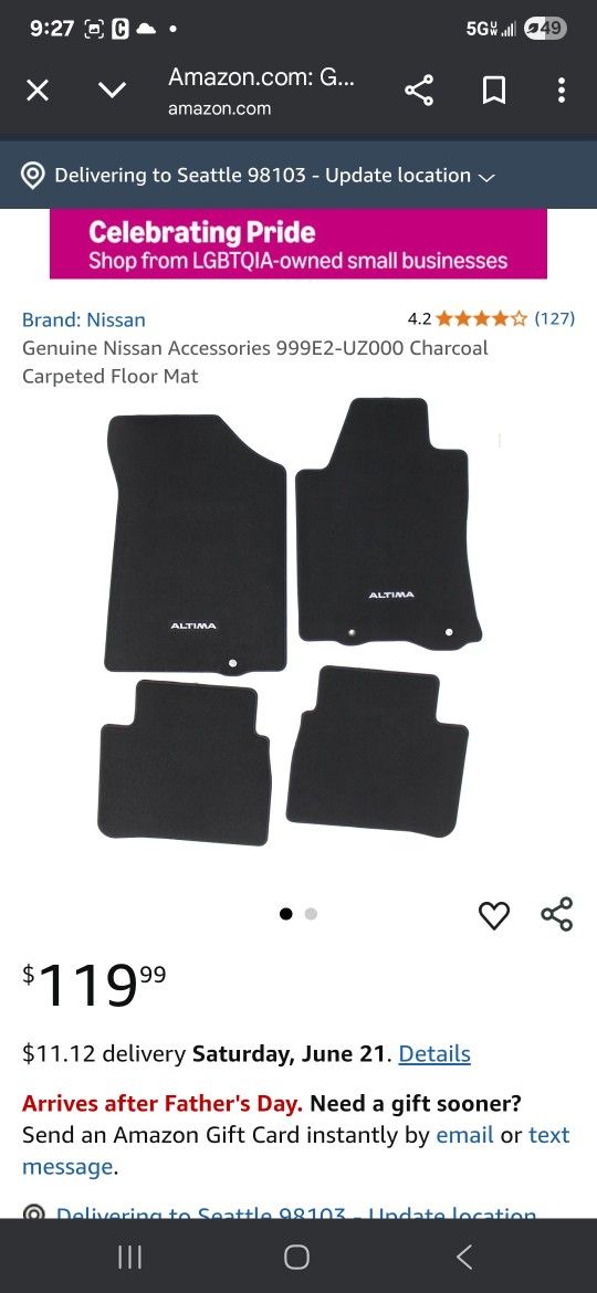 Factory New Floor Mats Nissan Altima 2018- Current