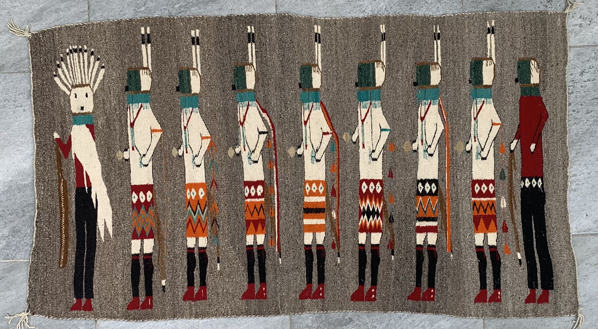 Antique Navajo Yei Tapestry Wall Hanging