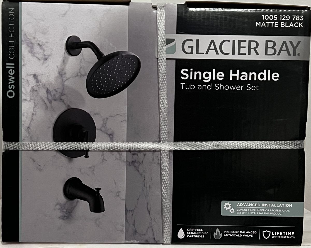 Glacier Bay Oswell Single-Handle 1-Spray Tub and Shower Faucet in Matte Black (Valve Included)
