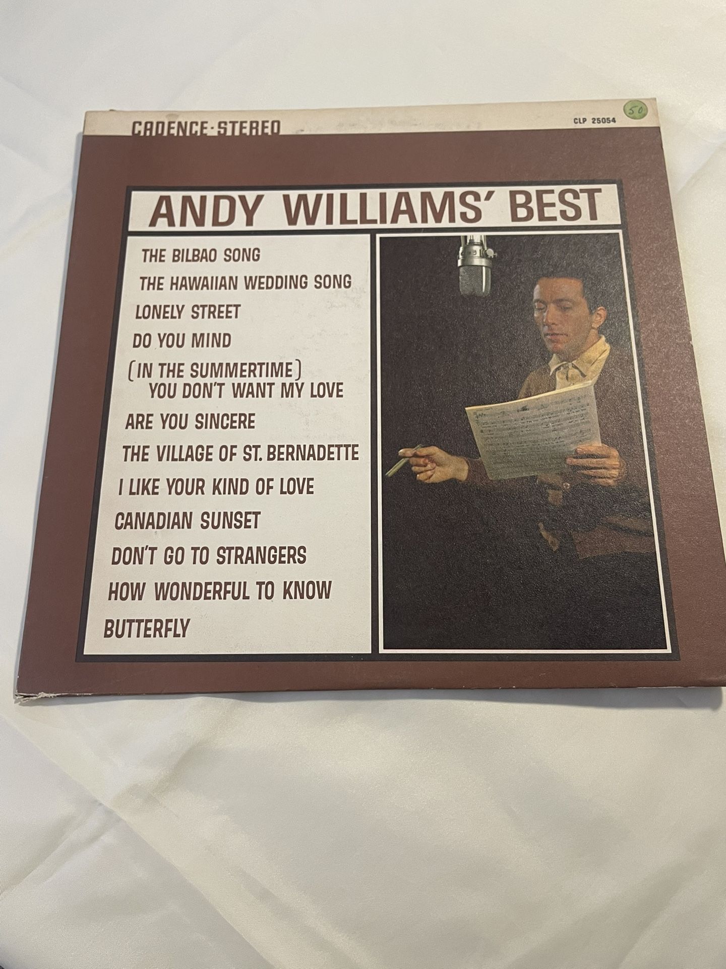 Andy Williams Best CLP3054 Cadence Records VG