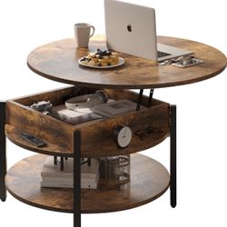 Round Lift Top Coffee Table with Storage
