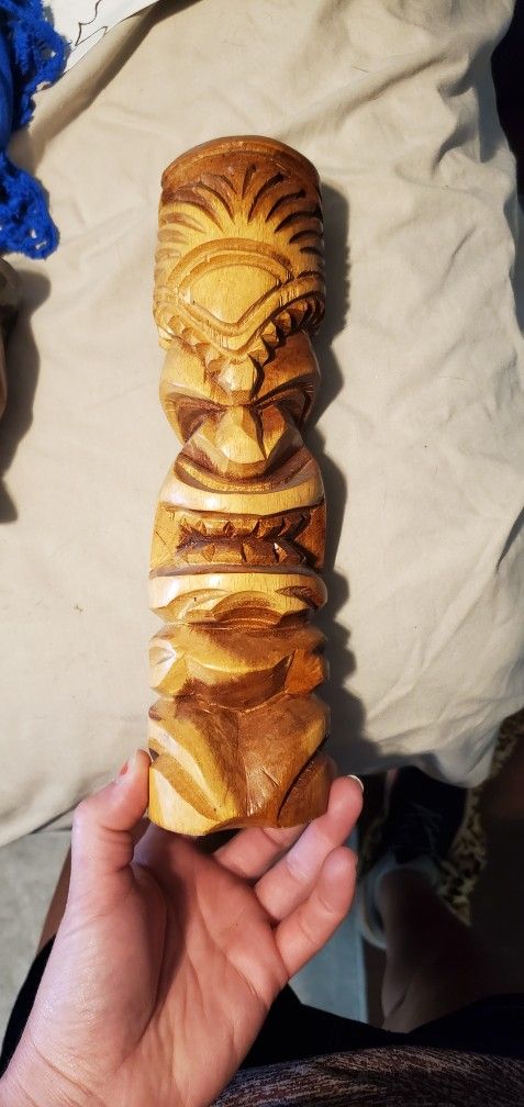 Vintage Handcarved Wooden Tiki Figures