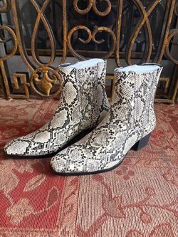 Osstone Leather Snakeskin Chelsea Boots
