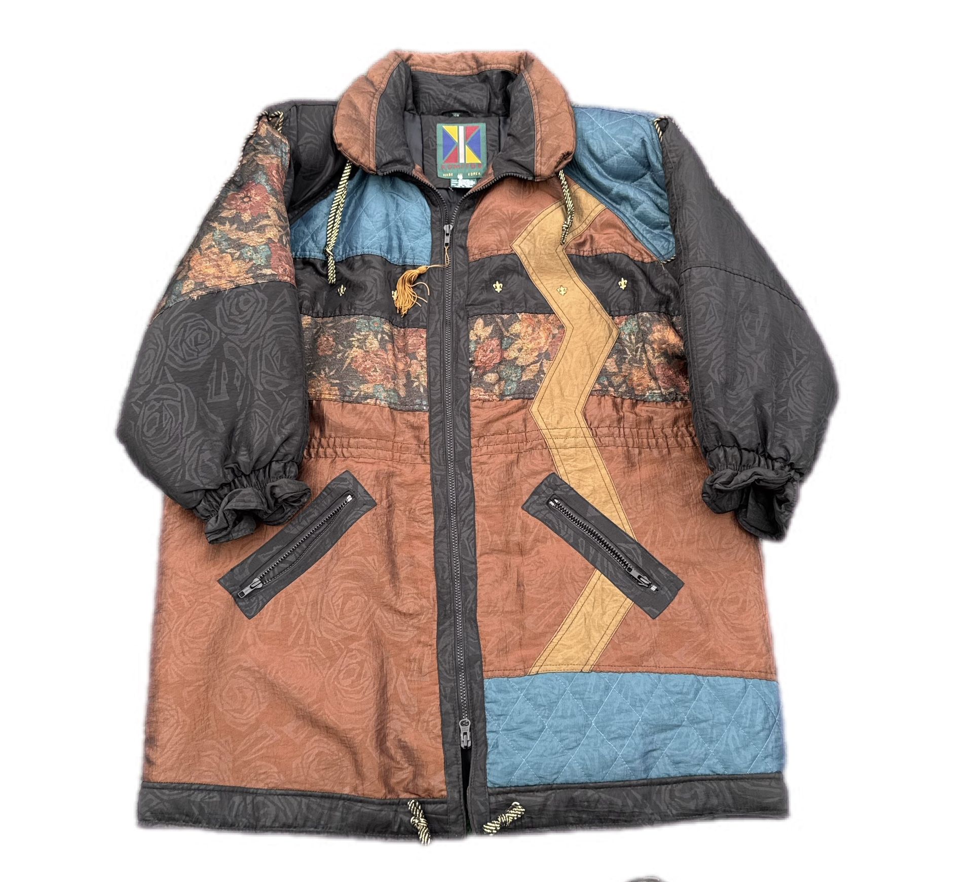 Vintage Komitor Women's Full Length  Jacket Multi Color Floral Retro 90s XXL