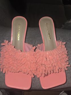 Fashion Nova Fuzzy Heeled Mules Size 6.5