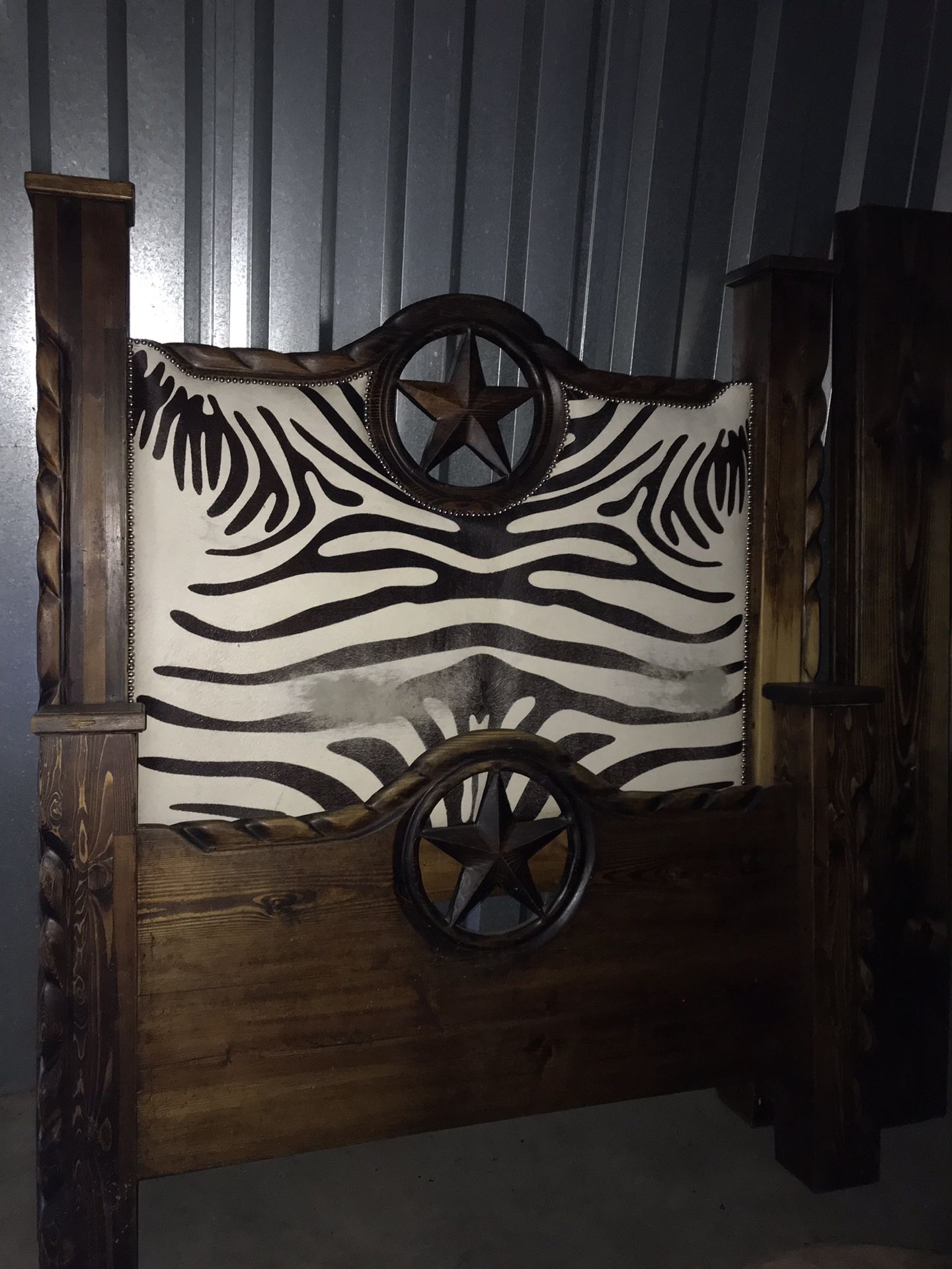 Zebra hide bed frame and matching mirror NEED GONE ASAP!