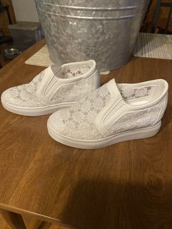 White Lace Sneakers — Size 6.5 (38)