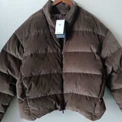 Size XXL Nike Air Jordan Men's Flight Therma-Fit Down Puffer Jacket Brown Corduroy