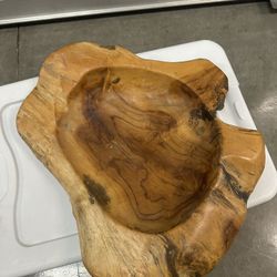 Hand-Carved Solid Wood Bowl / Natural Rustic Decor