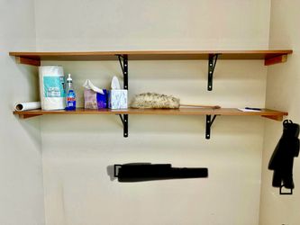 Wood Shelves With Metal Brackets 63.5”x12”x0.75”