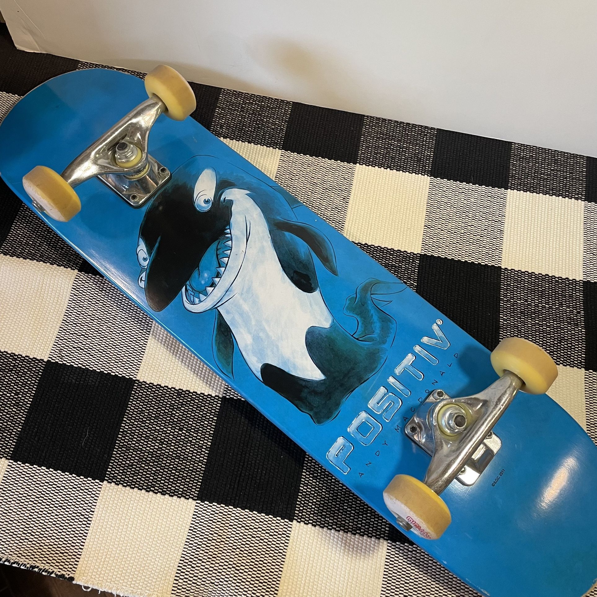Andy Macdonald Positiv' Orca Whale Skateboard in Blue