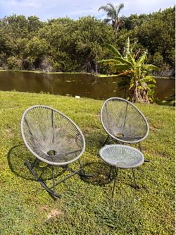 Outdoor Patio Chairs & Glass Side Table