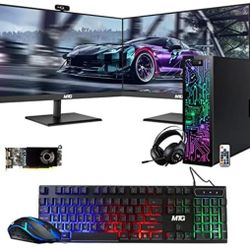 HP G3 Gaming Desktop PC, Intel Core i7 6th Gen, GT 1030 , 16GB RAM, 240GB SSD | 2TB HDD, RGB Keyboard Mouse, RGB Headphone, Webcam, New Dual MTG 24 in