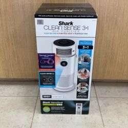 SHARK CLEAN SENSE 3-IN-1 AIR PURIFIER PURIFIED AIR + PURIFIED HEAT + PURIFIED FAN.