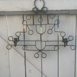 Beautiful Very Ornate Wrought Iron Two Placing Vintage Spanish Gothic Candleholder: