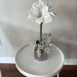 Artificial Flower In Silver Ceramic Vase/ Centerpiece 