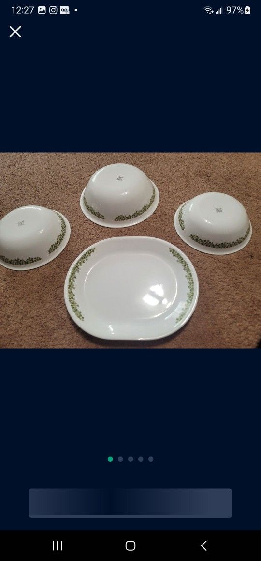 Corelle Set 1 Large Serving Platter & 2 small bowl and 1 big size Bowl Spring Blossom Crazy Daisy set