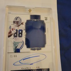 2020 True National Treasures Rookie Patch Auto Ceedee Lamb Auto #/99