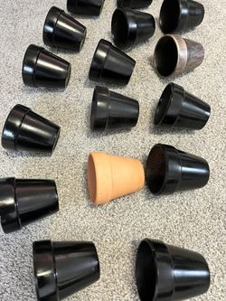 18 Mini Black Semi-Gloss Painted Flower Pots | 2.5”x2.5”