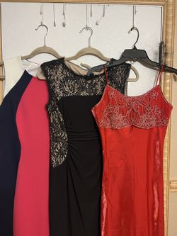 3 beautiful Dresses Medium Red, 6 black And 10 Blue With Pink 