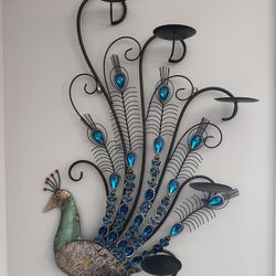 Wall Peacock Candle Holder Set