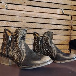 Women's Distressed Leather Ankle Boots 6.5