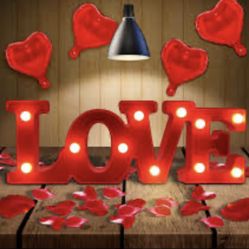 Valentine Love freestanding Sign Battery Operated Love Shaped LED Plastic Light up Sign
