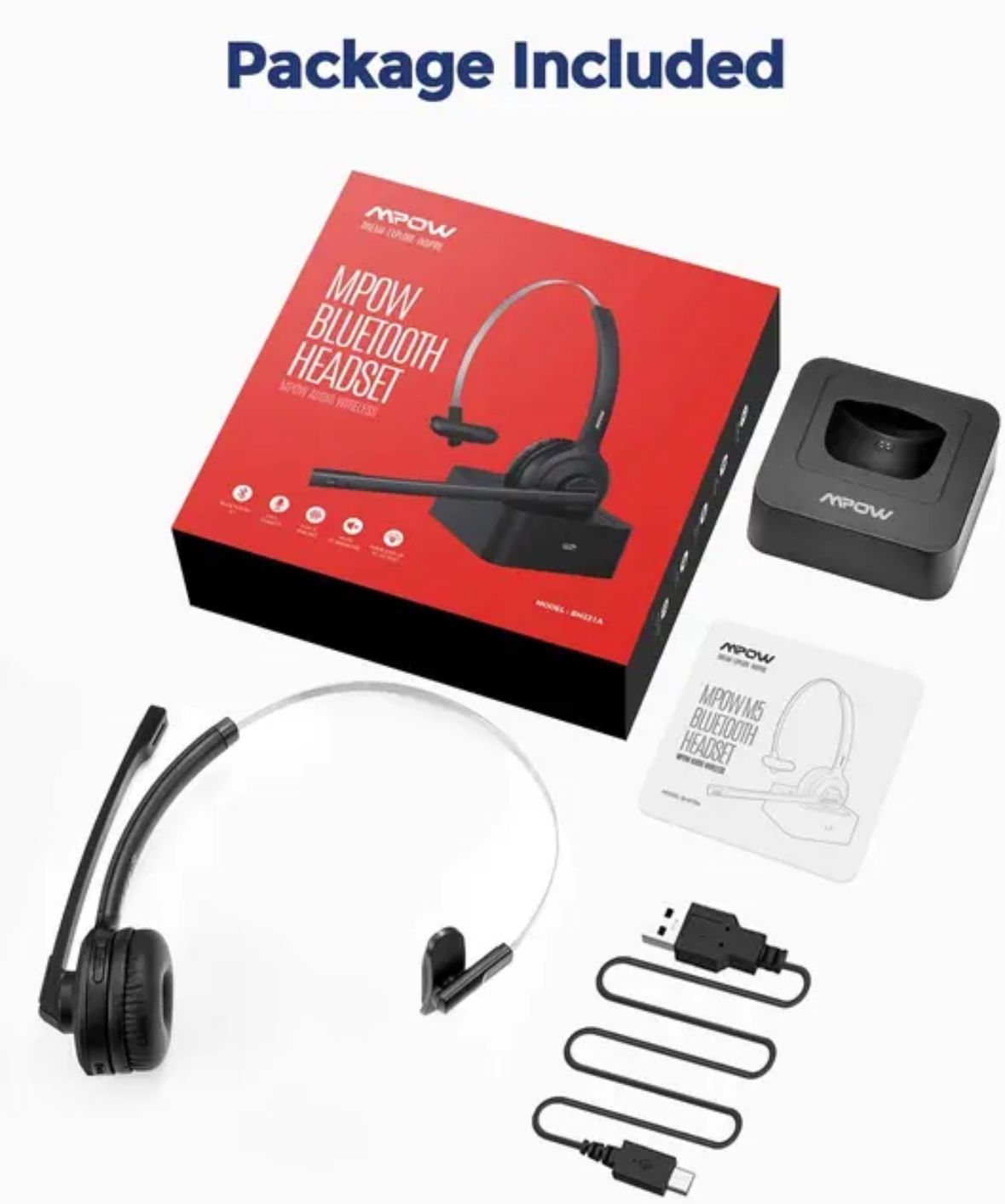 MPOW Bluetooth Headset Audio Wireless
