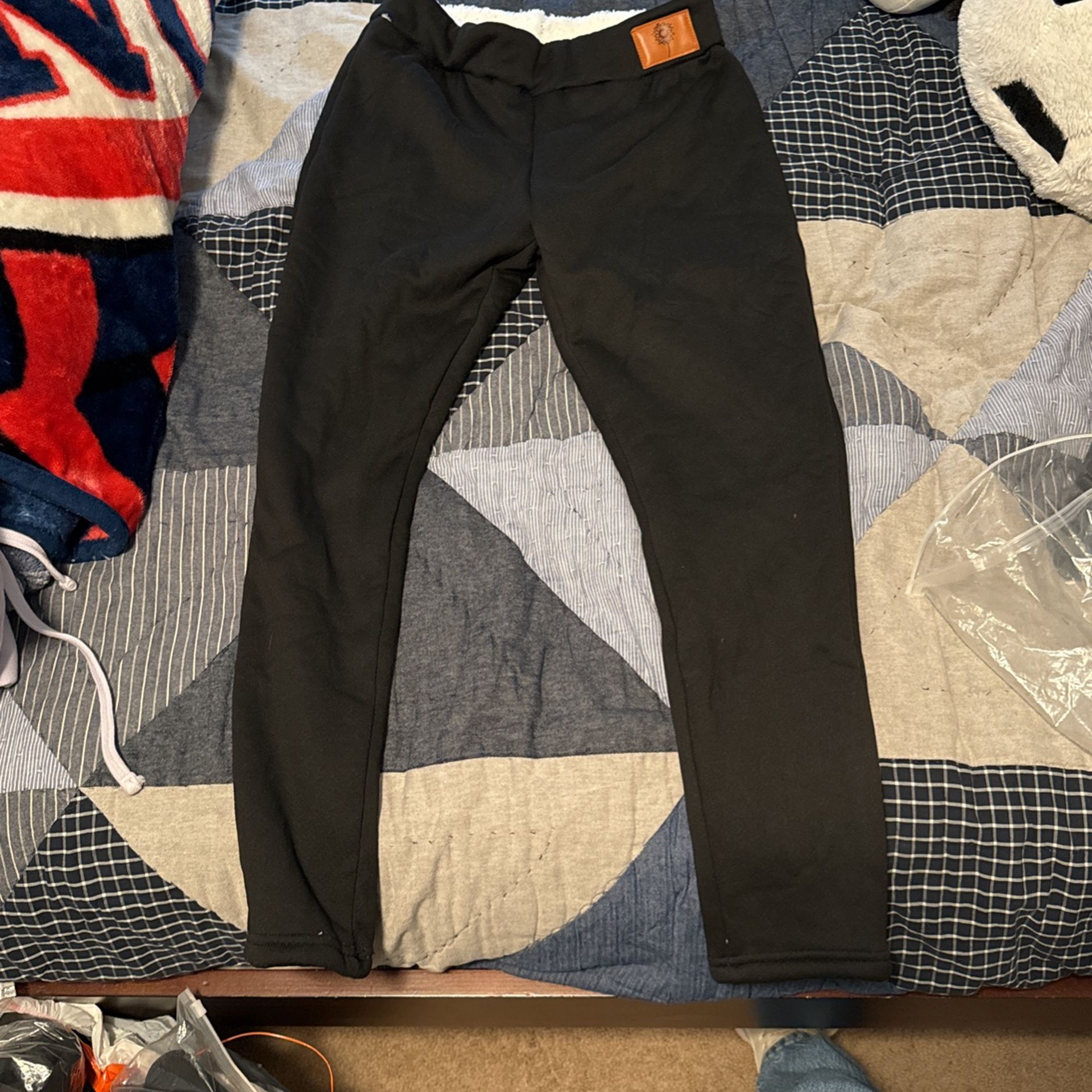 Women's Winter Warm Fleece Lined Leggings, Thick Thermal Sherpa High Waist Tights, Stretchy Soft Medium Size