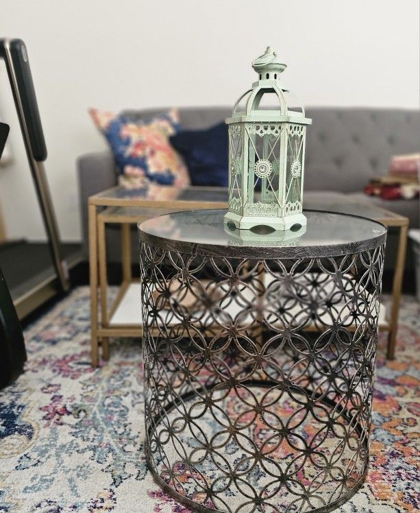 Geometric Moroccan Indian Drum End Table Side Table