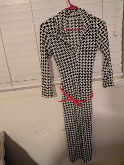 Black & White Houndstooth Wrap Maxi Dress